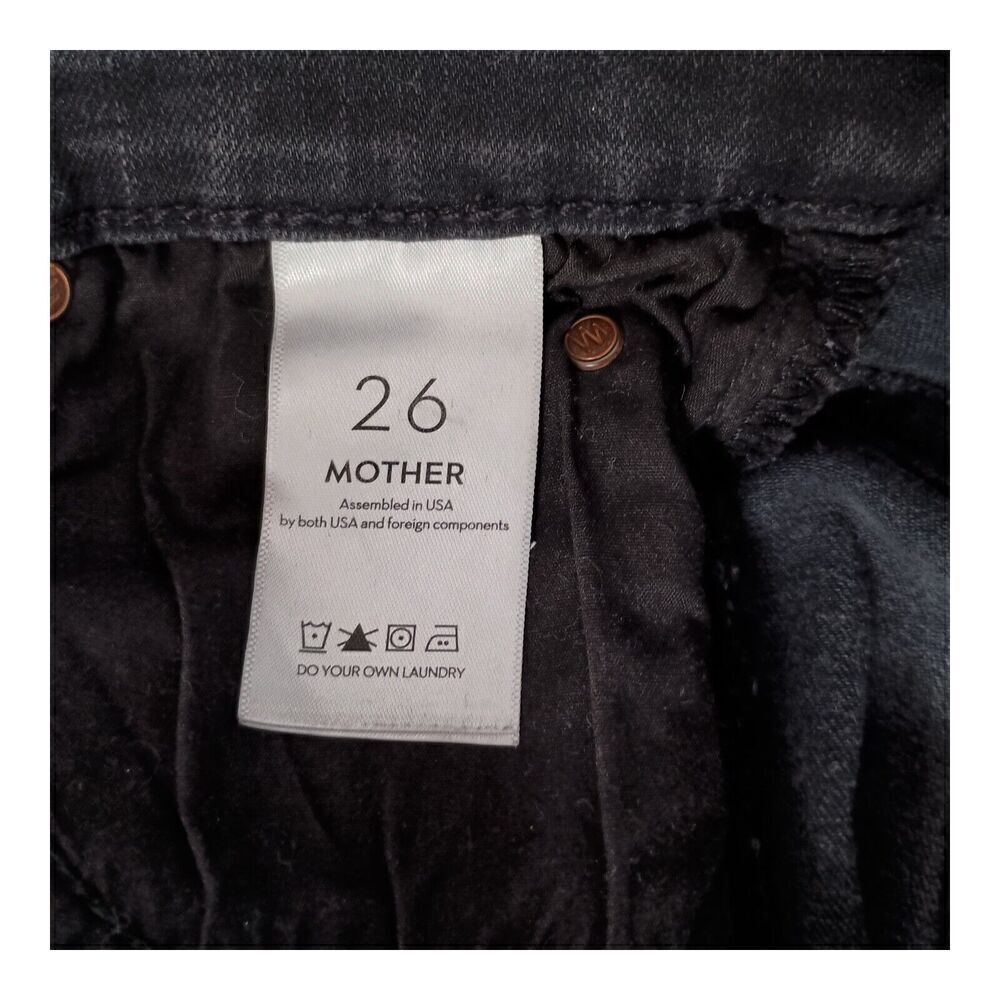 Mother The Mid Rise Dazzler Ankle Step Fray Jeans Not Giulty Black Women's 26 - Picture 6 of 7